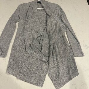 Gray Open Front Cardigan Sweater